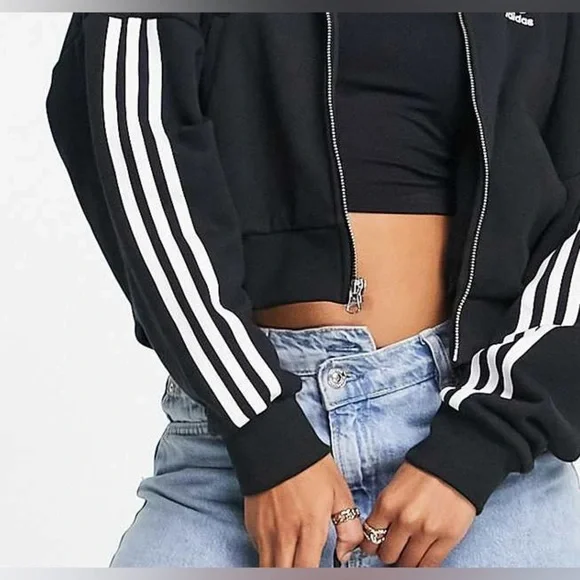 Adidas’s Essentials 3 Stripe Full-zip Hoodie - Black/white - Picture 5 of 5